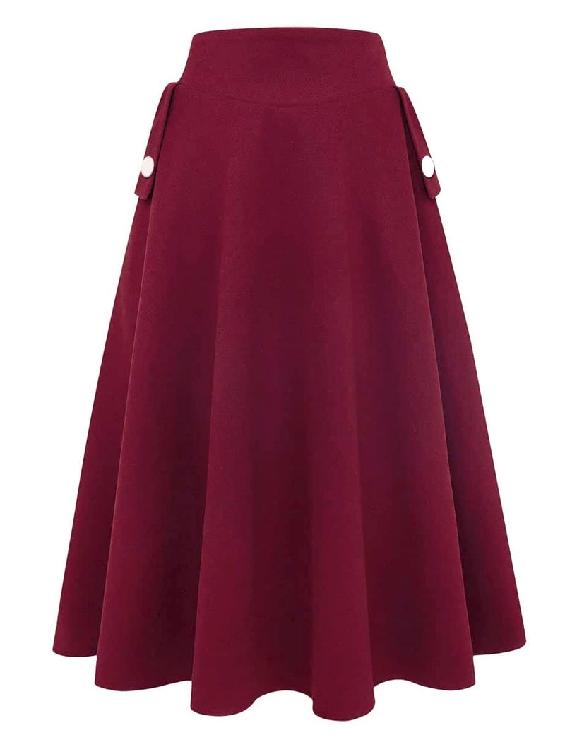 IDEALSANXUN Womens Fall Winter 2022 Fashion Clothes High Waist Pleated Long Maxi Skirts(Pure Wine, M) - Image 4