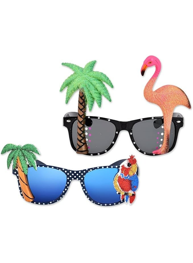 سيوسي بلاي بلينغ نظارات شمسية بتصميم هاواي بتصميم استوائي مبتكر بتصميم فلامنجو وشجرة وببغاء للحفلات التنكرية - Image 1