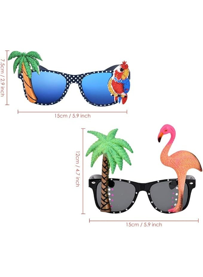 سيوسي بلاي بلينغ نظارات شمسية بتصميم هاواي بتصميم استوائي مبتكر بتصميم فلامنجو وشجرة وببغاء للحفلات التنكرية - Image 2