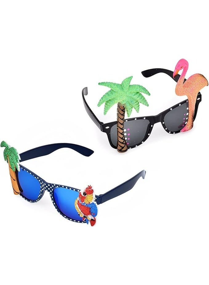 سيوسي بلاي بلينغ نظارات شمسية بتصميم هاواي بتصميم استوائي مبتكر بتصميم فلامنجو وشجرة وببغاء للحفلات التنكرية - Image 3