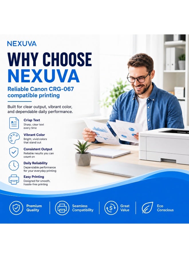 NEXUVA 067 Compatible Toner Cartridge Set for Canon i-SENSYS MF651Cw, MF655Cdw, MF657Cdw, LBP631Cw and LBP633Cdw – Black, Cyan, Magenta and Yellow – 4-Pack - Image 3