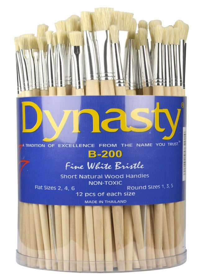 Dynasty' Dynasty B200 Brush Cylinder Set - Round Sizes 1, 3 and 5, Flat Sizes 2, 4, and 6 - Set of 72 - White