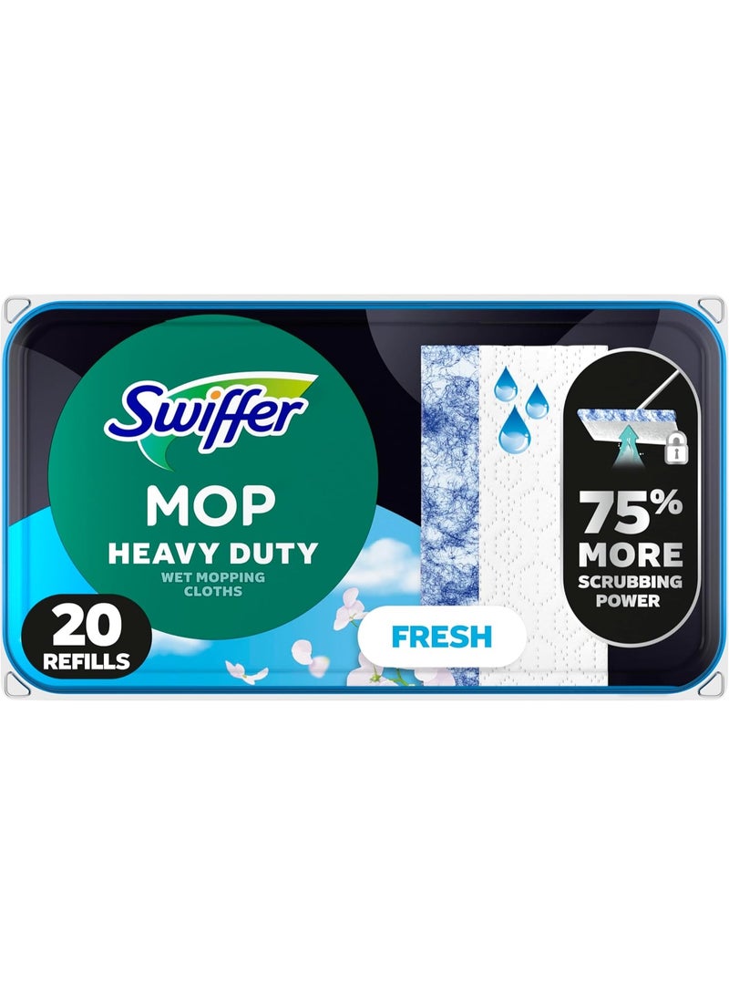 Swiffer Sweep + Mop, Wet Pads Refill, Floor Cleaner, Cleaning Cloths, Heavy Duty, Fresh, 20ct - Image 1