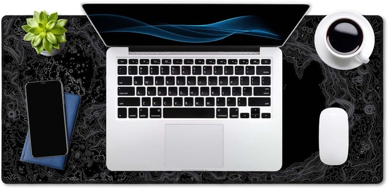 SSOIU Moon Topographic Map Extended Mouse Pad, XXL Gaming Mouse Pads, Large Big Mousepad Laptop Computer Keyboard Mat Desk Pad with Non-Slip Base Stitched Edge for Gaming Office, 35.5 x 15.7 inch - Image 4
