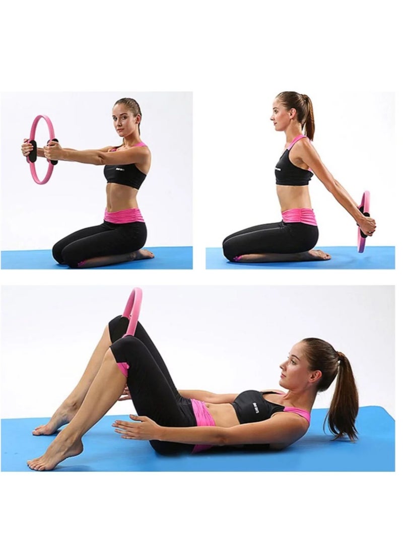 Spall Pilates Ring Dual Grip Handles,Yoga Fitness Circle,Exercise Unbreakable Magic Circle,Body Ring Home Workout for Toning and Fitness Thighs, Abs and Legs - Image 2