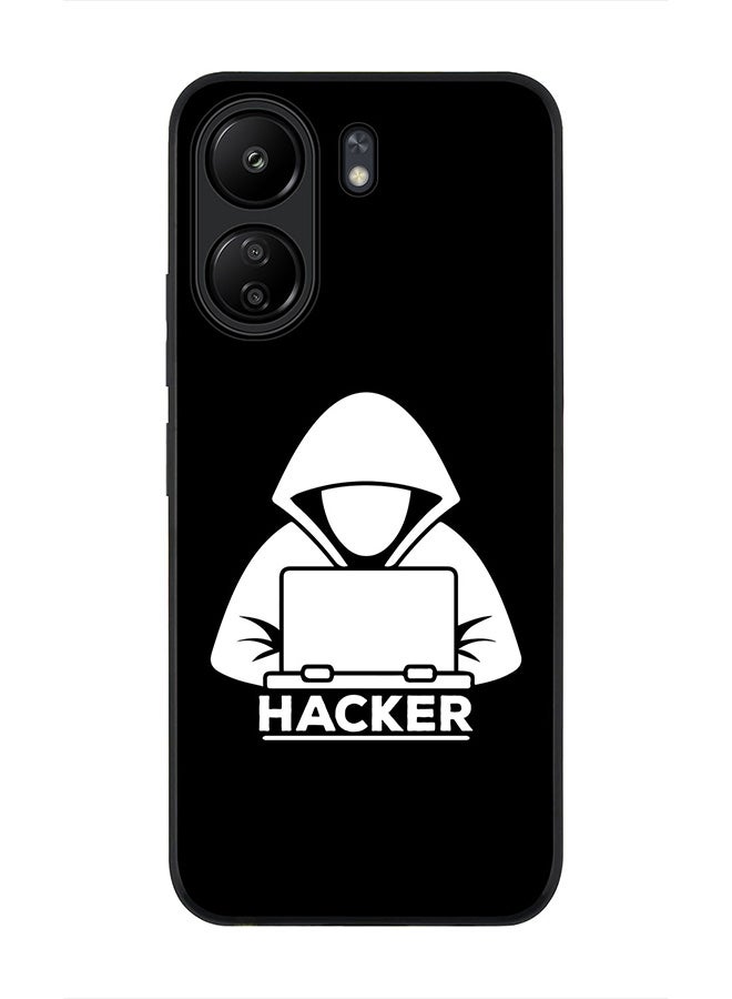 Stylizedd Rugged Black Edge Case for Xiaomi Redmi 13C 4G, Slim fit Soft Case Flexible Rubber Edges Anti Drop TPU Gel Thin Cover - Hacker - Image 1