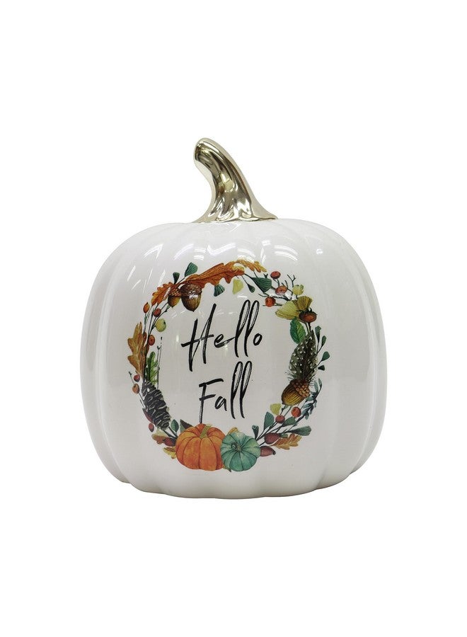 Nature's Mark Fall Harvest Ceramic Pumpkin Decor, Hello Fall - Image 2