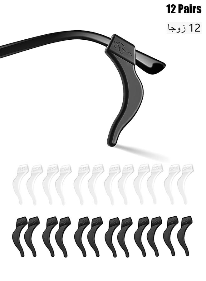 Eyeglass Ear Grip, Anti-Slip Eyeglass Holder, Premium Silicone Eyeglass Ear Hook, Eyeglass Temple Tips Sleeve Retainer for Reading Glasses, Sunglasses, Eyeglasses, 12 Pairs