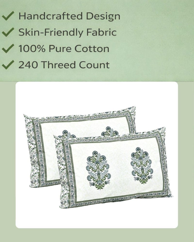 elanorhomes Pure Cotton Pillow Covers Set of 2 (27x18) - Forest Glow with Zip Closure, 180 TC - Image 4