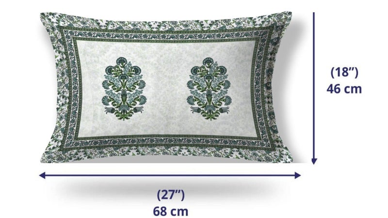elanorhomes Pure Cotton Pillow Covers Set of 2 (27x18) - Forest Glow with Zip Closure, 180 TC - Image 5