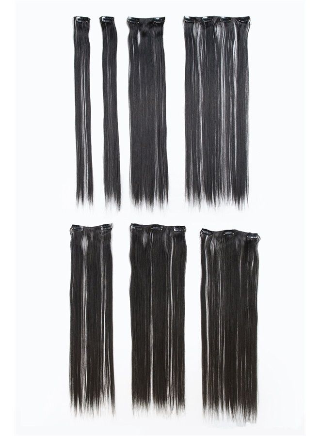 SWACC شعر صناعي مستعار للنساء بطول 22 بوصة مستقيم كامل الرأس 7 قطع منفصلة مقاومة للحرارة (1B-أسود غير لامع) - Image 3