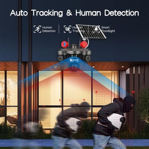 ApnaCam 8+8+8MP 5G SIM Solar Battery Powered 3 Lens PTZ Camera 10x Optical Zoom | 360° View | Night Vision, Motion Detection Two-Way Audio | 128GB Storage | Solar CCTV Camera - Image 2