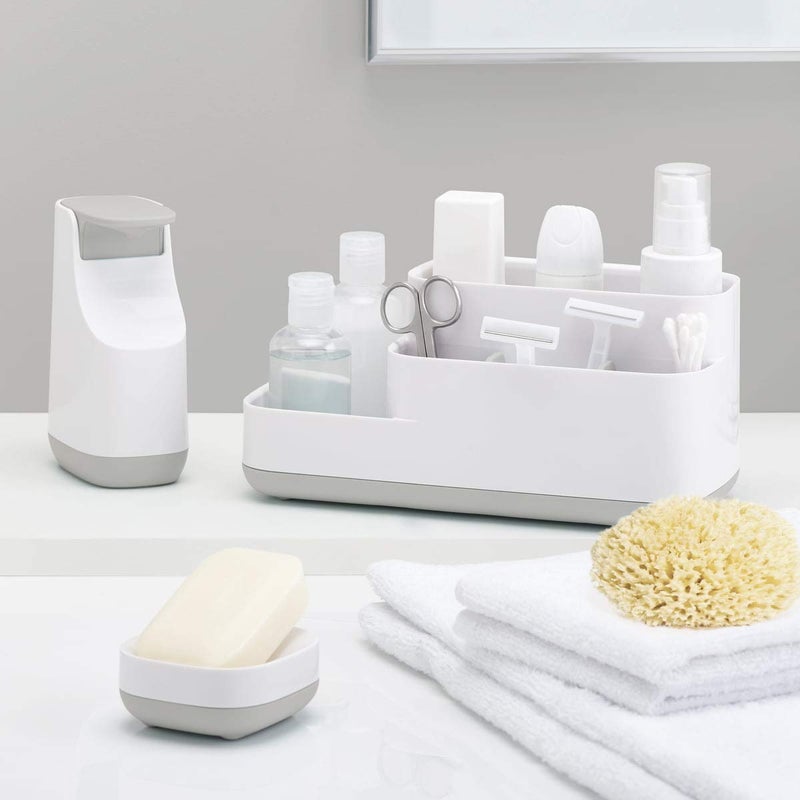 SOPTOOL 5 Compartment Kitchen and Bathroom Storage Holder Store Shelf Soap Cosmetics Toiletry Toothbrush for Wash Basin and Sink Soap Hand Wash Toothbrush Shaving Kit Toiletry Organizer - Image 4