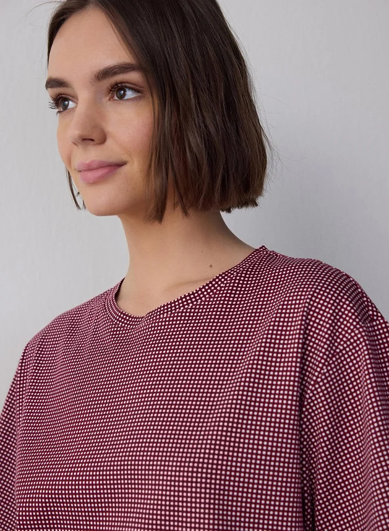 Penti Freya Plaid Cotton Crew Neck Short Sleeve Shorts Pyjamas Set