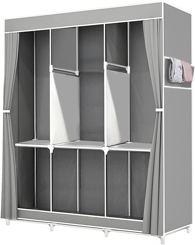 N.C NC Portable Foldable Fabric Wardrobe Closet(125x45x170, Grey) - Image 1