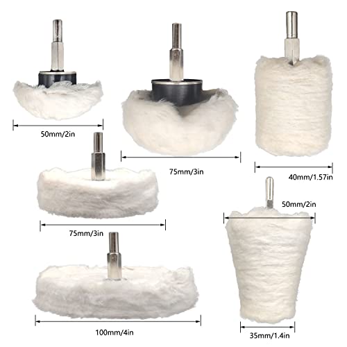 Tworider 6 pcs Buffing Wheel for Drill,Buffing Pad Polishing Wheel Kits,Wheel Shaped Polishing Tool for Metal Aluminum,Stainless Steel,Chrome,Jewelry,Wood,Plastic,Ceramic,Glass,etc - Image 4