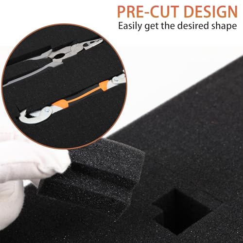 QDYMXUN Pre-Cubed Pick & Pluck Foam Sheets - 4-Pack (12"x12"x2") Polyurethane Apart Insert Pads Liners for Toolboxes, Storage Drawer and Crafts - Image 4