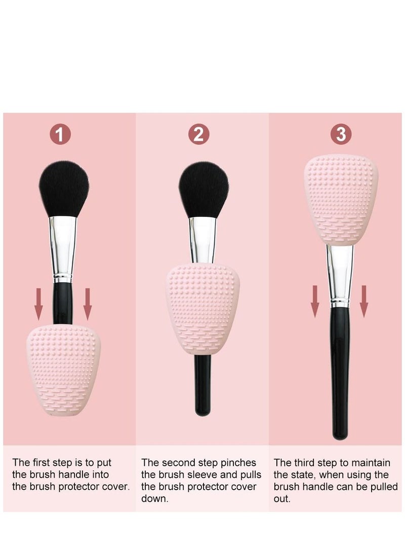 Y&D 3 PCS Makeup Brush Covers, Protector for Foundation Brush, Reusable Silicone Holder, Gifts Wife or Girlfriend Lover, White Pink Blue - Image 5