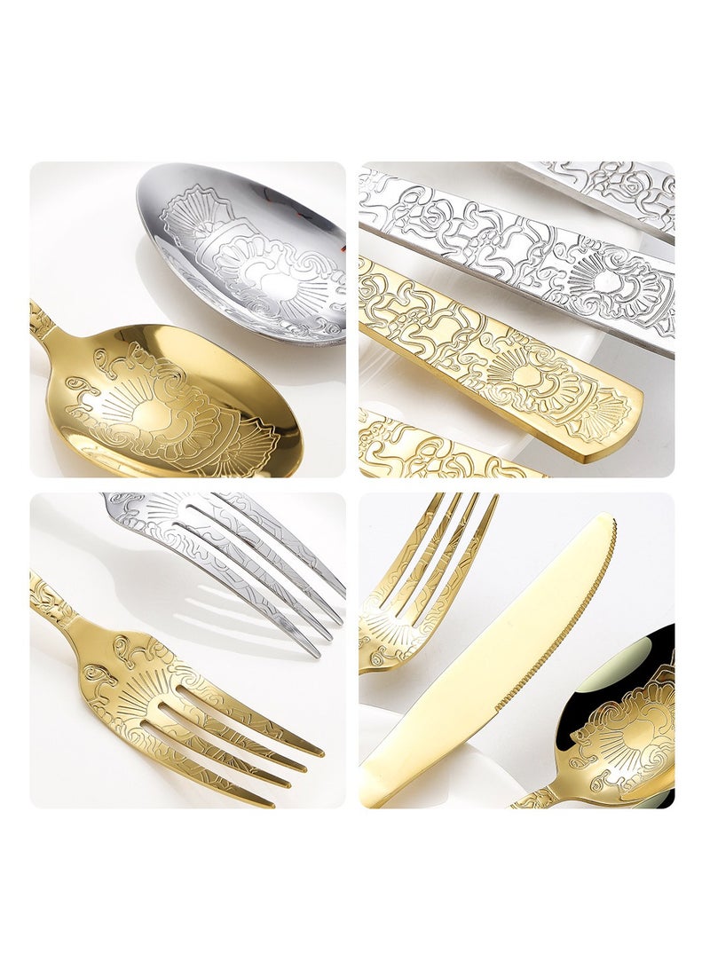 MITOYO 24 Piece Silverware Set, Luxury Style Stainless Steel Flatware, Stainless Steel Flatware Set for Home, Kitchen, Restaurant and Hotel, Mirror Polished and Dishwasher Safe - Gold  - Image 4