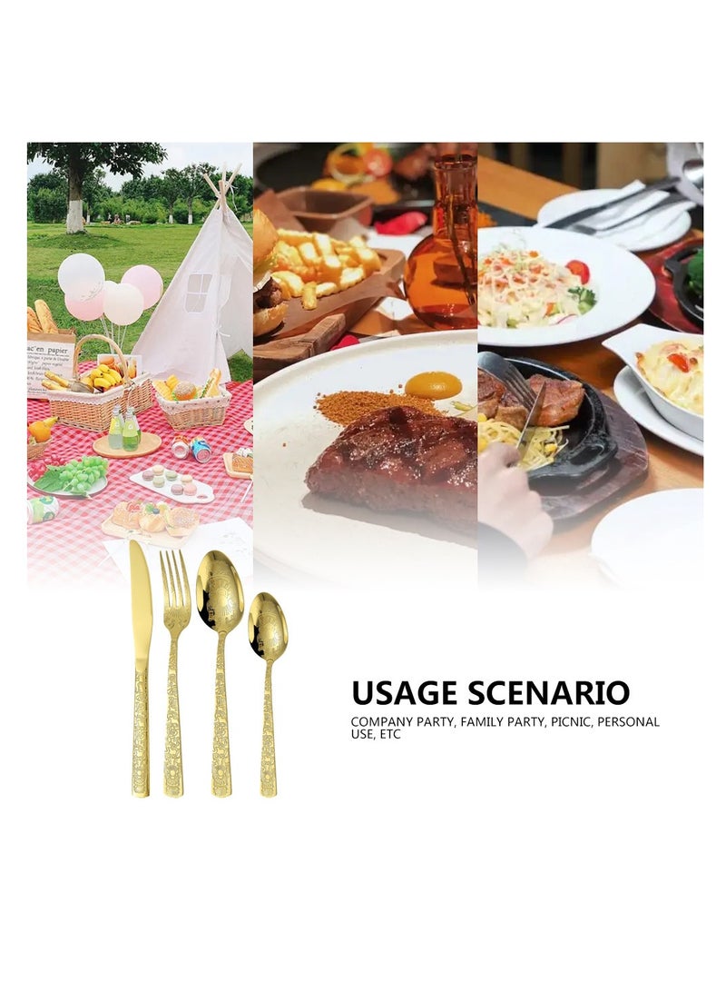 MITOYO 24 Piece Silverware Set, Luxury Style Stainless Steel Flatware, Stainless Steel Flatware Set for Home, Kitchen, Restaurant and Hotel, Mirror Polished and Dishwasher Safe - Gold  - Image 3