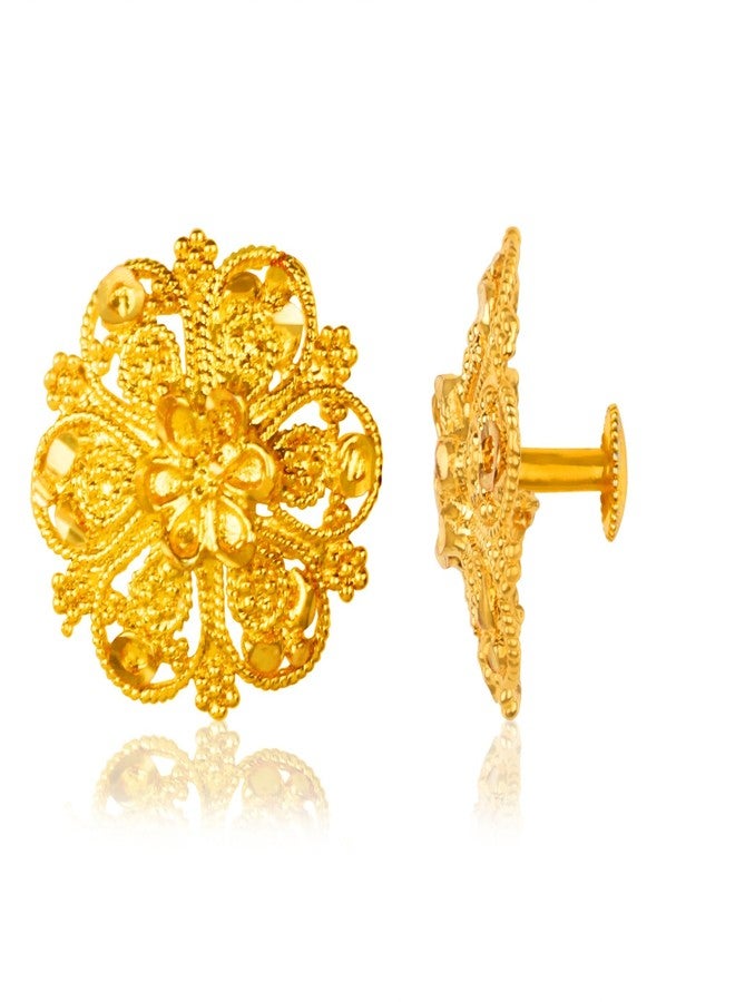 Lila Traditional Fashionable Golden Tops Earrings For Women Girl For Wedding & Anniversary Gift For Wife, Mother & Sister - Image 4