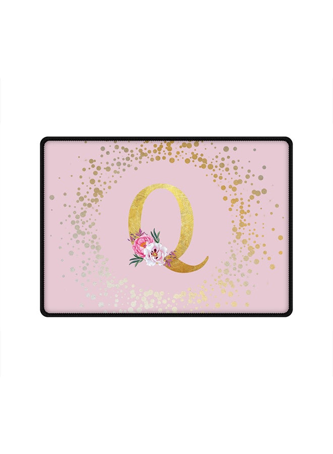 Stylizedd Designer Gaming Mouse Pad  Anti-Skid Mousepad Large Keyboard Mouse Pad Desk Mat Custom Monogram Initial Letter Floral Pattern Alphabet - Q  (Pink) - Image 1