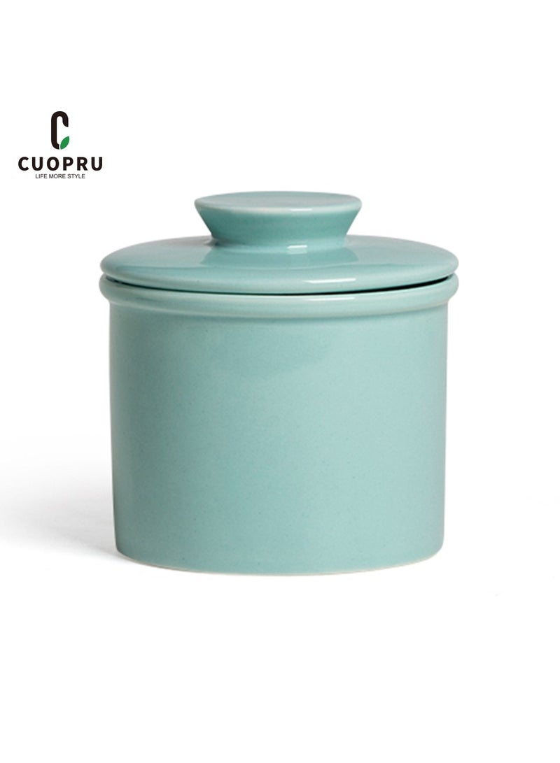 CUOPRU Ceramic butter mug, water sealed with lid, cheese sealed tank, creative western style butter  - Image 1