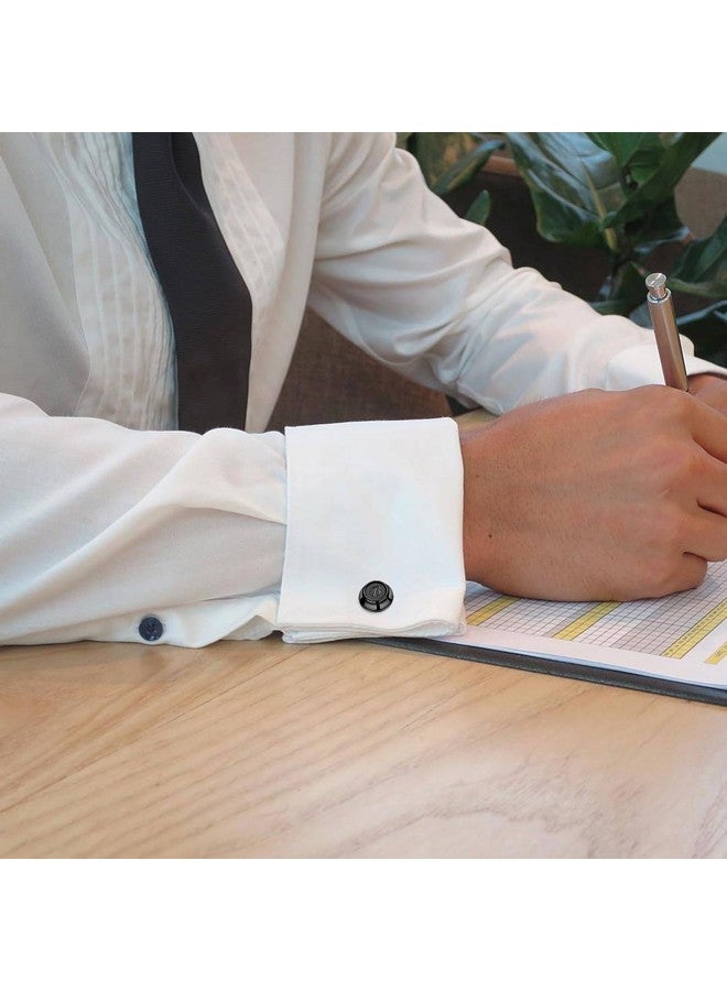 AMITER Mens Cufflinks With Initial A-Z, Classic 26 Letters Cuff Links For Men Business Wedding Shirts - 3 Pairs (Silver + Black + Rose Gold) - Image 2