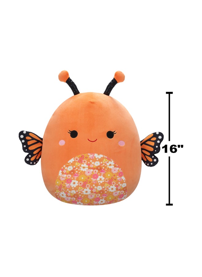 Squishmallows دبوس فراحی فراشة مملكة البرتقالي بحجم 16 بوصة مع بطن مزهرة مرخص رسميًا من كيلي توي لعبة محشوة ملونة هدية ناعمة للأطفال البنات والأولاد قابلة للغسل لعبة طريّة متعددة الألوان لجميع الأعمار  - Image 5