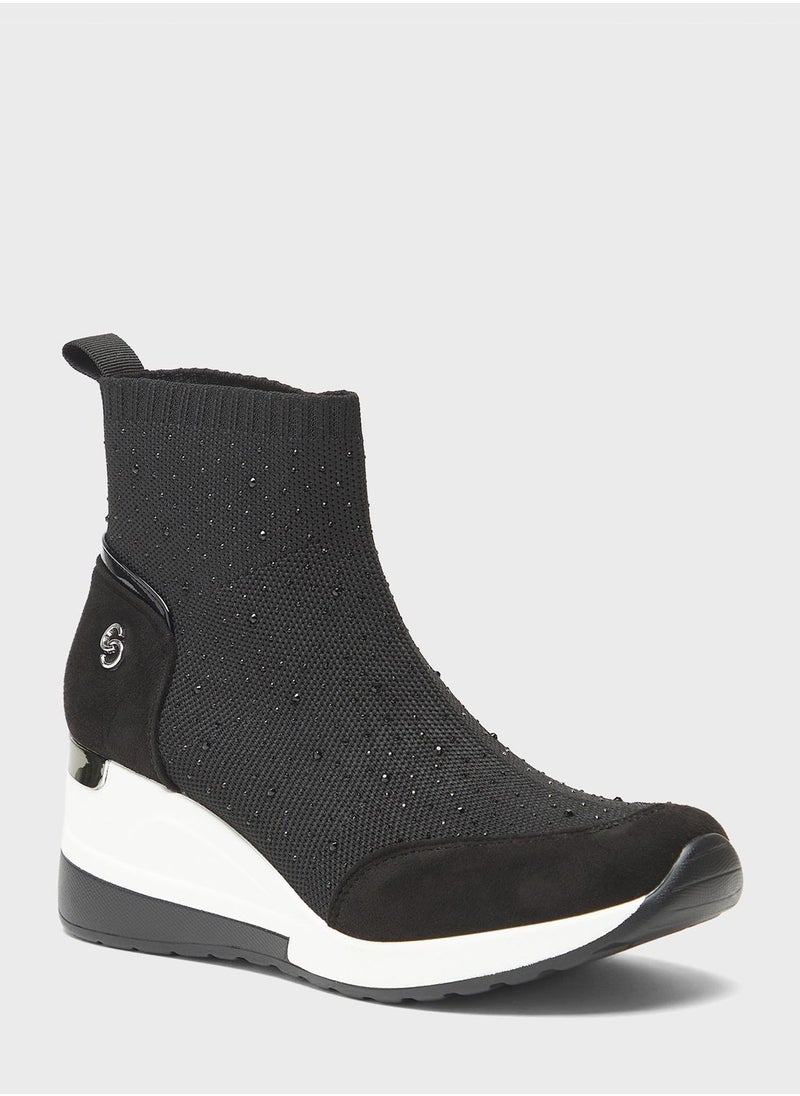 Celeste - Pointed Toe Mid Heel Ankle Boots - Image 1