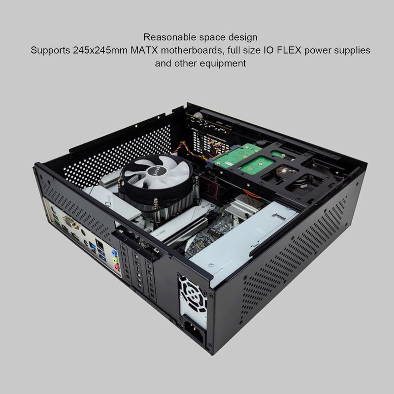 MATX ITX Small PC Case, USB2.0 Interface Cooling Fan Support SSD HDD, Steel Plate Mini Computer Case, Compact Design for Gaming - Image 3