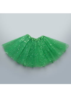 Generic Childrens tutu skirt princess sequins three-layer 6-piece mesh skirt tutu gauze skirt tutu children grass green 