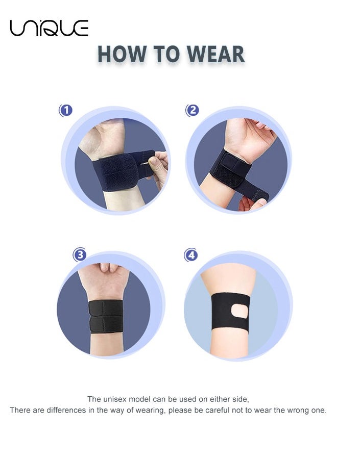 Unique - 2 Pack Wrist Brace for Carpal Tunnel, Ultra Slim Wrist Compression Strap Wrist Support for Pain Relief, Comfortable and Adjustable Wrist Brace for Daily Wear（Black） - Image 1