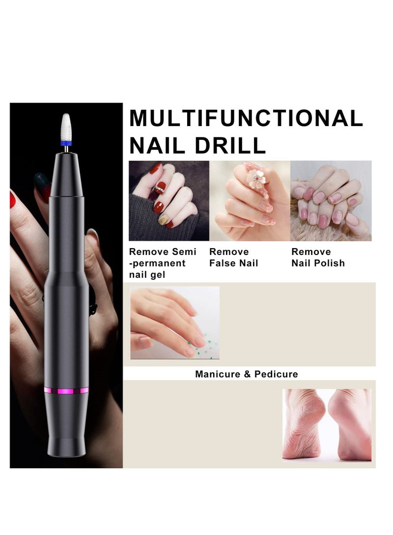 NIBEMINENT Electric Nail Files, Drill Portable File 25000RPM, Speed Adjustable Kit with Ceramic Bit for Drill, Manicure and Pedicure Tools Art DIY Salon Use - Image 3