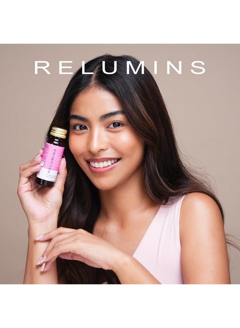 relumins beauty glutathione drink RELUMINS Relumins Glutathione Drink - Helps Promote Brighter, Boosts Skin Collagen Content, Increases Moisture for a Younger Looking Skin - Pomegranate Flavor, 50mL x 20 Gluta Shot Bottles | Best Price UAE