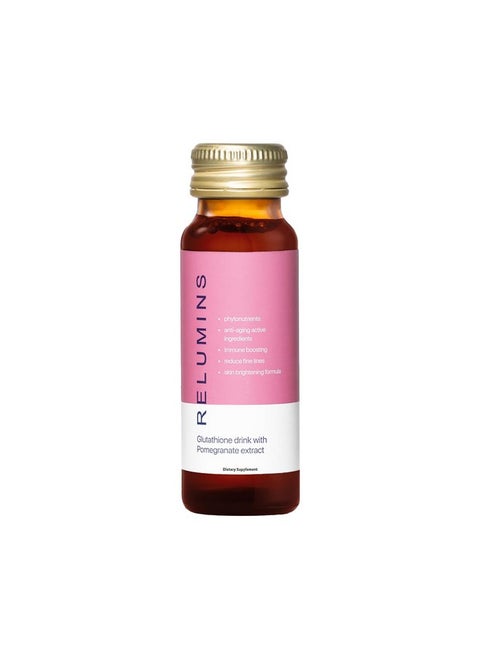glutathione drink RELUMINS Relumins Glutathione Drink - Helps Promote Brighter, Boosts Skin Collagen Content, Increases Moisture for a Younger Looking Skin - Pomegranate Flavor, 50mL x 20 Gluta Shot Bottles | Best Price UAE