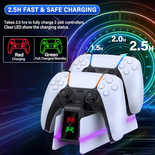 RJAD Charger Station for PS5 Controller Charging Station for DualsenseEdge Controller with 9 Color Led Light Fast Charging Dock Holder Charger Stand for PS5 Remote Accessories - Image 3