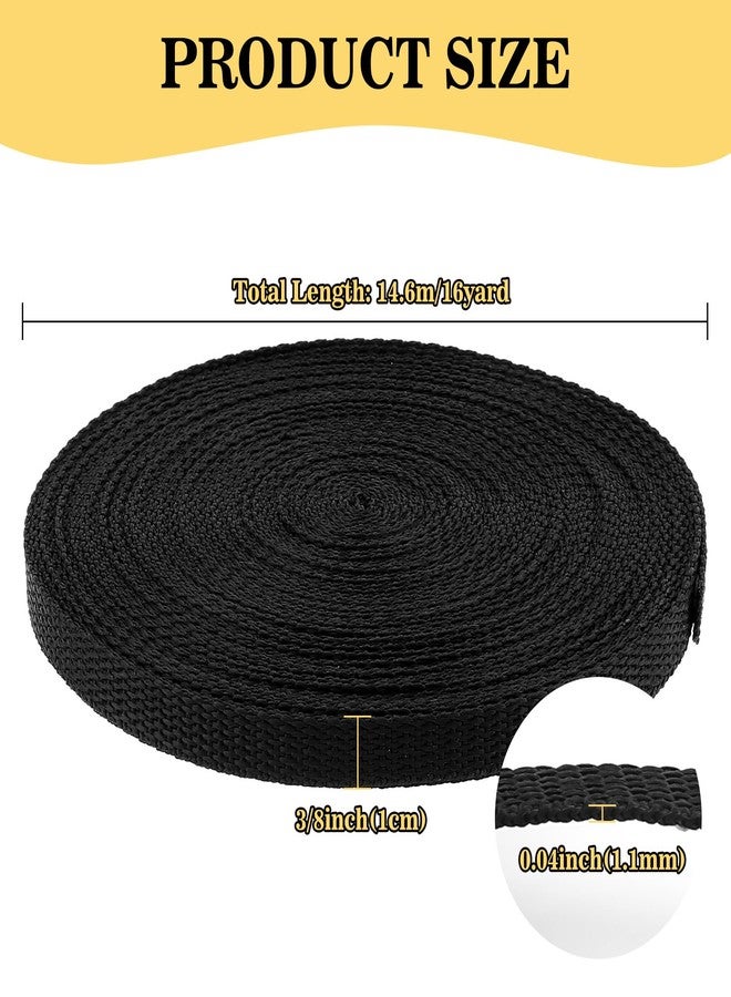 Oubaka 16 Yards Nylon Webbing 3/8 Inch Heavy Duty Black Nylon Webbing Straps Durable Nylons Strapping Flat Webbings Strap for Dog Leash, Collars, Seat Belt, Backpack, Outdoor Gear, DIY Crafting, Repairing - Image 2