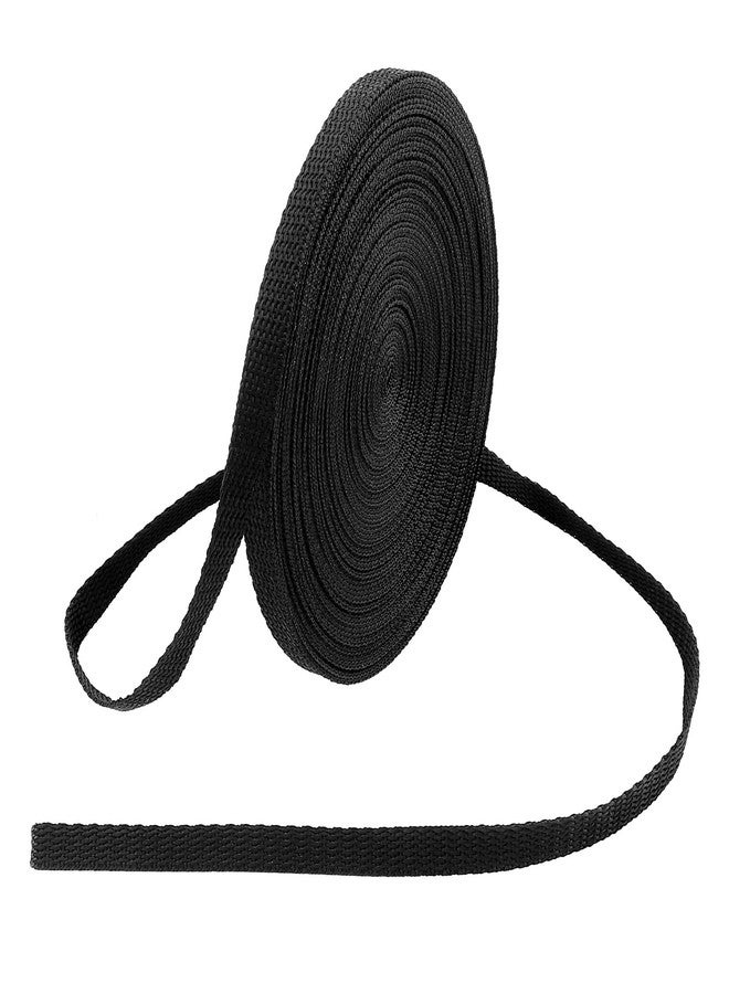 Oubaka 16 Yards Nylon Webbing 3/8 Inch Heavy Duty Black Nylon Webbing Straps Durable Nylons Strapping Flat Webbings Strap for Dog Leash, Collars, Seat Belt, Backpack, Outdoor Gear, DIY Crafting, Repairing - Image 1