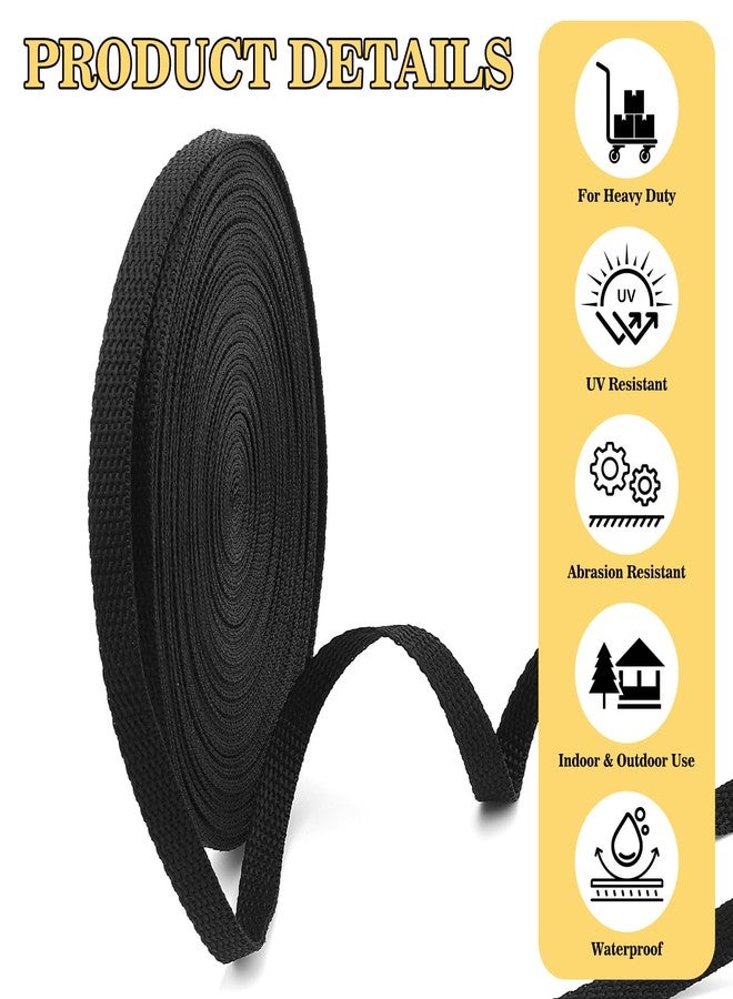 Oubaka 16 Yards Nylon Webbing 3/8 Inch Heavy Duty Black Nylon Webbing Straps Durable Nylons Strapping Flat Webbings Strap for Dog Leash, Collars, Seat Belt, Backpack, Outdoor Gear, DIY Crafting, Repairing - Image 3