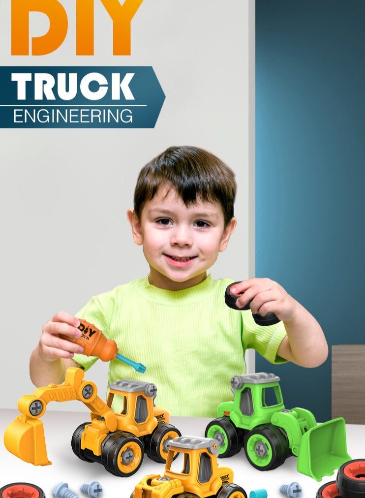 Take-Apart Construction Toy Set for Toddlers: Includes Sand Play Vehicles like Road Roller, Excavator, Bulldozer, and Drilling Truck – Perfect for Creative Play and Learning. - Image 1