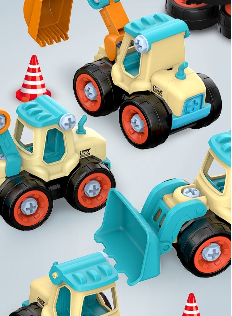 Take-Apart Construction Toy Set for Toddlers: Includes Sand Play Vehicles like Road Roller, Excavator, Bulldozer, and Drilling Truck – Perfect for Creative Play and Learning. - Image 3