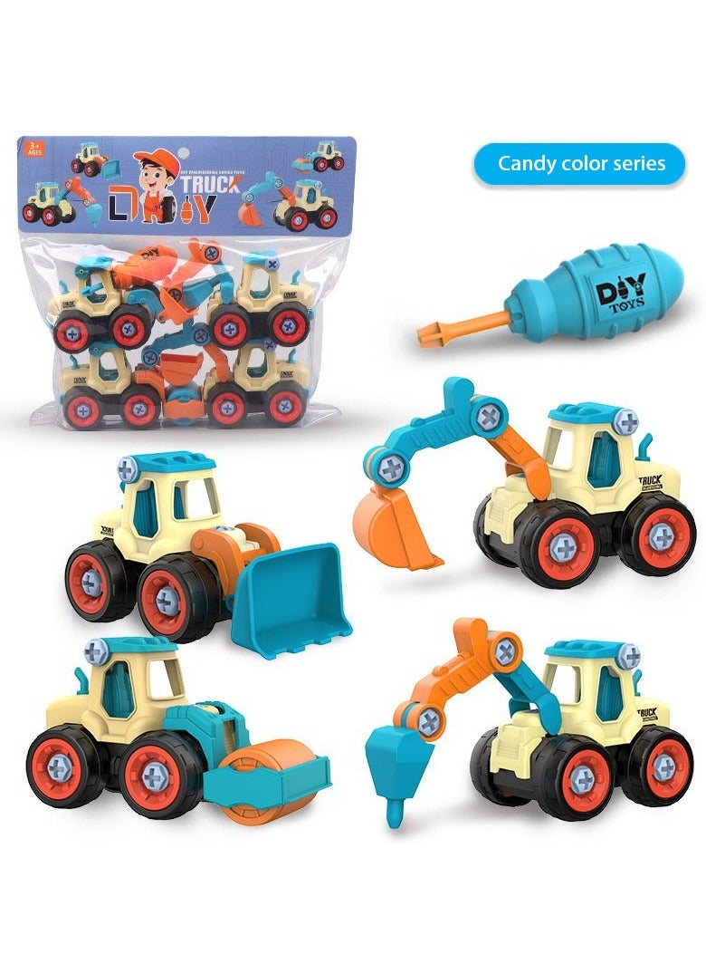 Take-Apart Construction Toy Set for Toddlers: Includes Sand Play Vehicles like Road Roller, Excavator, Bulldozer, and Drilling Truck – Perfect for Creative Play and Learning. - Image 4