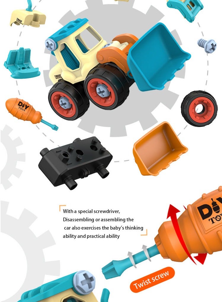 Take-Apart Construction Toy Set for Toddlers: Includes Sand Play Vehicles like Road Roller, Excavator, Bulldozer, and Drilling Truck – Perfect for Creative Play and Learning. - Image 2