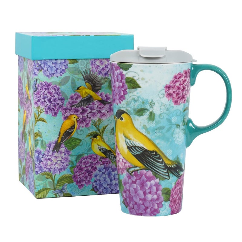 TZSSP Ceramic Mug Coffee Porcelain Latte Tea Cup 17oz Humming bird