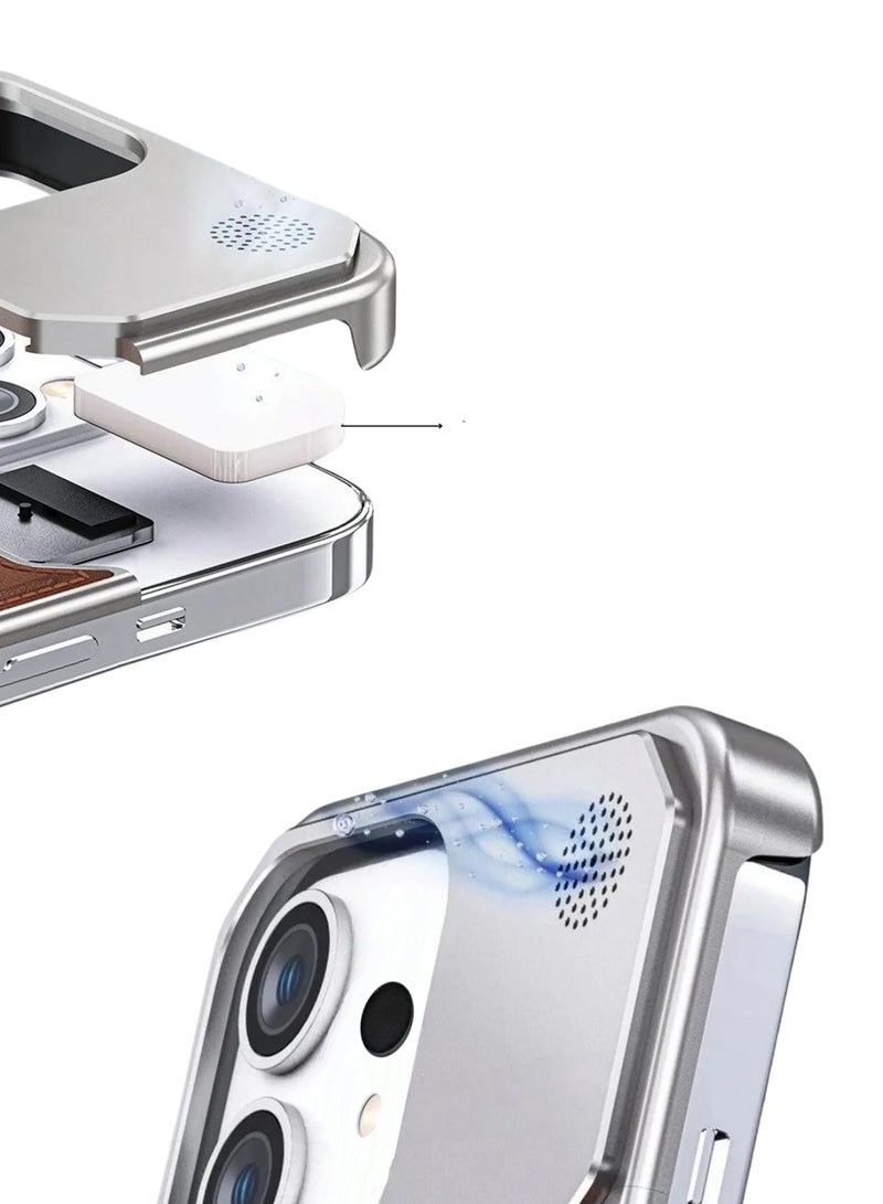 دبليو تيك جراب معدني بدون إطار لسامسونج جالاكسي S24 ألترا 5G 2024 من جلد نباتي مع دعم ماغسيف، غلاف صلب (MCMPMN) - رمادي - Image 5