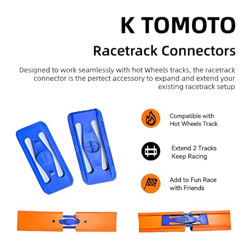 K TOMOTO [25 عبوة] موصلات حلبة السباق K TOMOTO متوافقة مع هوت ويلز | قطع غيار زرقاء لمجموعات حلبة السباق | متينة وتناسب بإحكام | هدية عيد ميلاد للأطفال من 5-12 سنة - Image 3