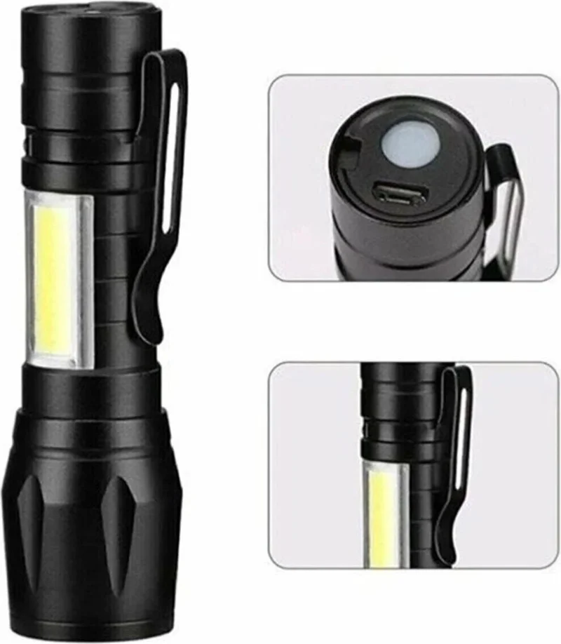 Safestore Emergency Flashlight Ultra Powerful 2500 Lumen 5W Cob LED USB Rechargeable Flashlight Hunting Camping Flashlight Earthquake