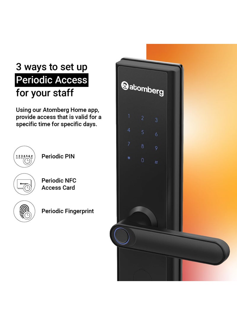 atomberg Atomberg SL 1 Smart Door Lock 6 Ways Unlocking Fingerprint PIN OTP NFC Card Atomberg Home App Data Stored in India Key 5 Stainless Steel Bolt 2 Year Warranty by Atomberg Black  - Image 5