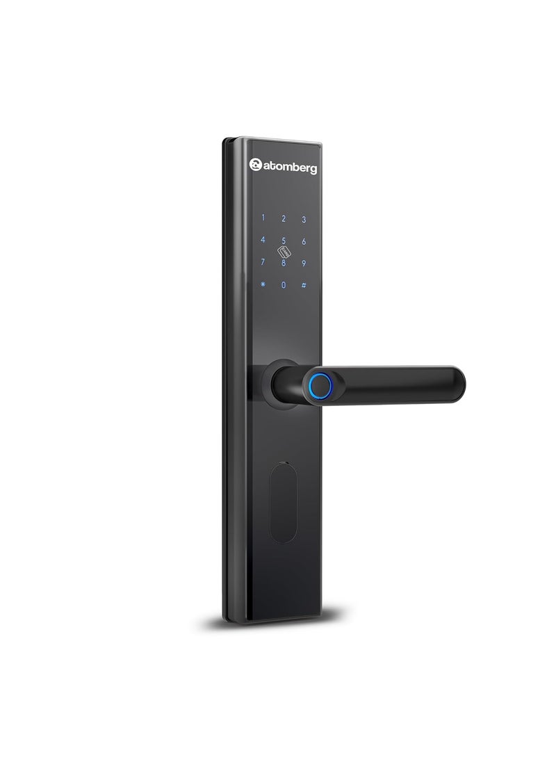 atomberg Atomberg SL 1 Smart Door Lock 6 Ways Unlocking Fingerprint PIN OTP NFC Card Atomberg Home App Data Stored in India Key 5 Stainless Steel Bolt 2 Year Warranty by Atomberg Black  - Image 1